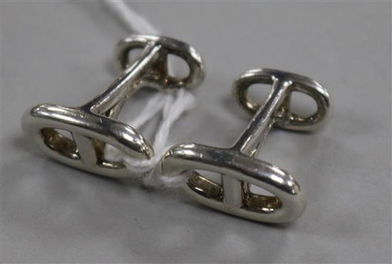 A pair of Hermes silver buckle cufflinks.